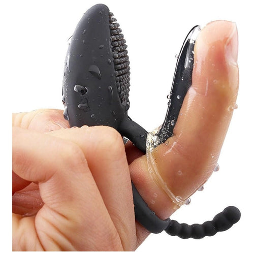Venusfun Vibrating Penis Ring with Tongue-Shaped Clitoral Stimulator and Anal Beads for Couples
