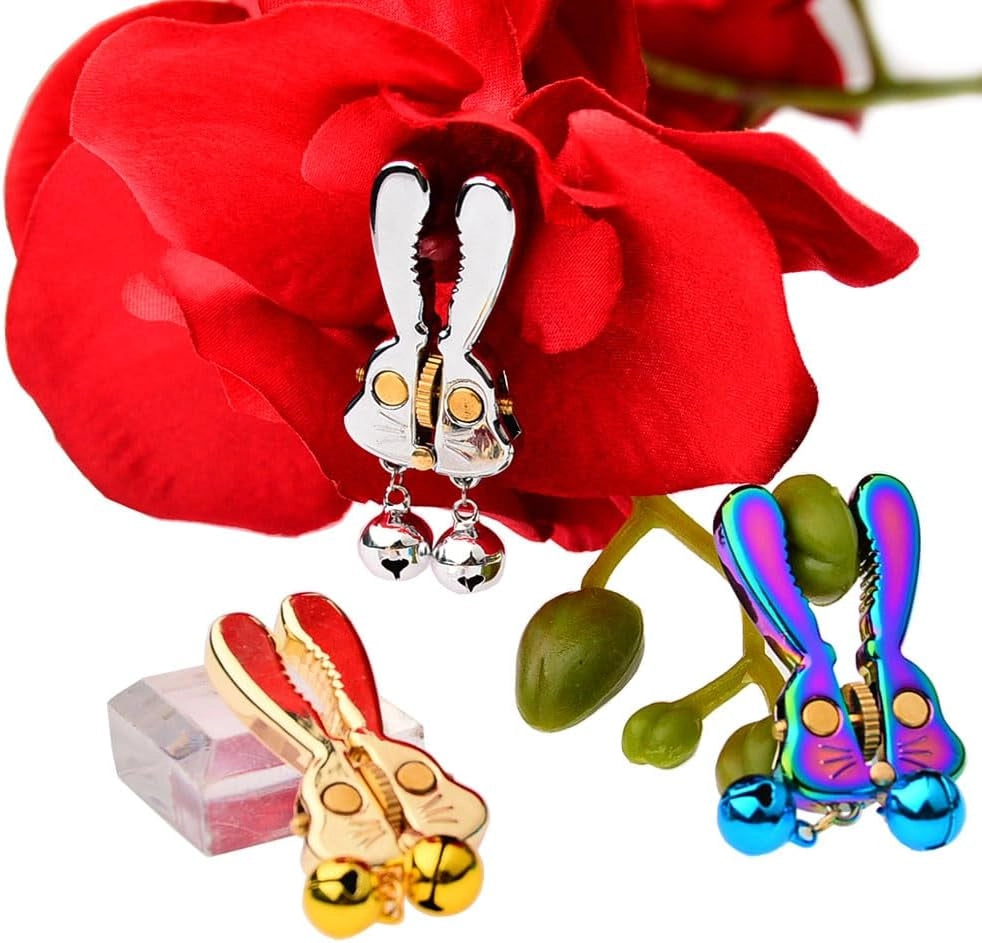 Venusfun Cute Rabbit Roller Nipple Clamps Adjustable Pain Control SM Toy