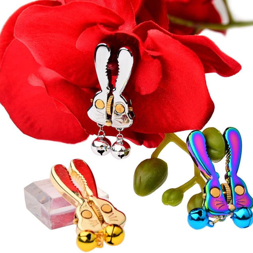 Venusfun Cute Rabbit Roller Nipple Clamps Adjustable Pain Control SM Toy