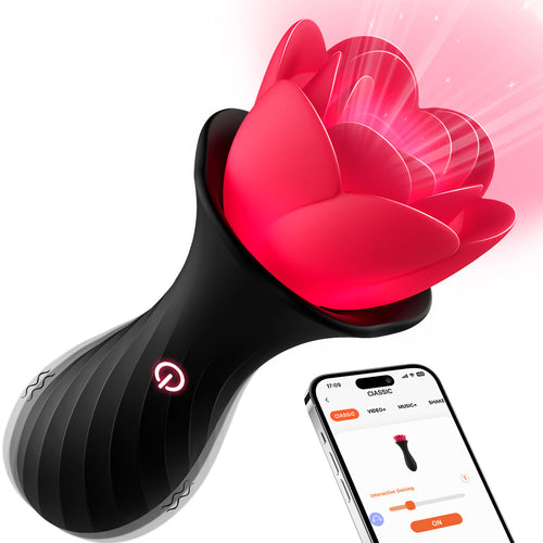 Vibrating Butt Plug Light Up Rose Vibrator with App Control