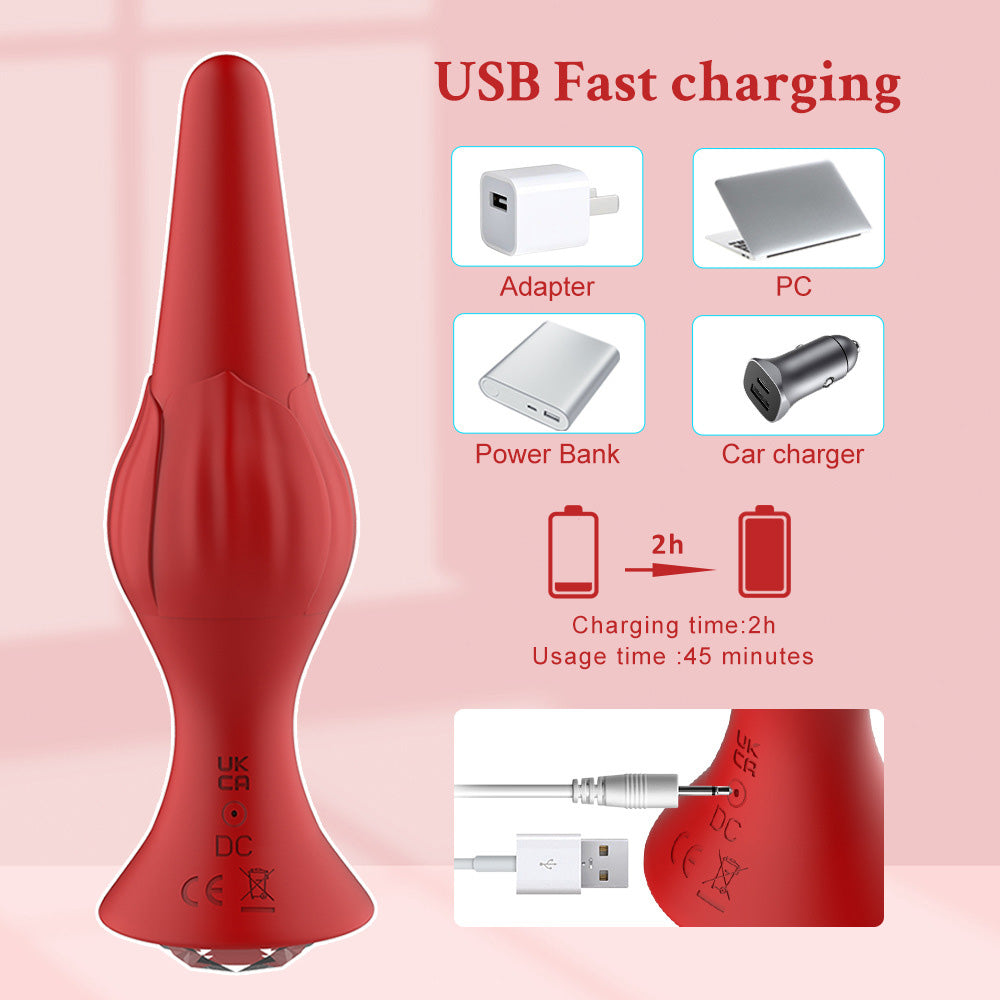 Vibrating Butt Plug Rose Sex Toys Vibrator Adult Toys with Diamond Jew VenusFun-UK Vibrating Butt Plug Rose Sex Toys Vibrator Adult Toys with Diamond Jew VenusFun-UK