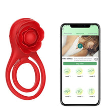 Vibrating Cock Ring Rose Sex Toys Penis Ring with App Control