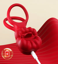 Vibrating Cock Ring Tongue Licking Clit Vibrator with App Control for Couples