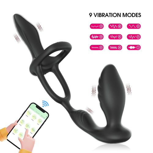 Vibrating Penis Ring & Anal Plug Vibrator with App Control