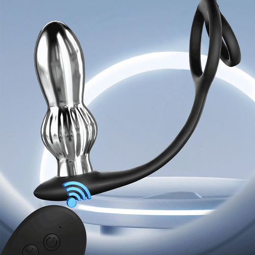 Vibrating Prostate Massager with Cock Ring with Remote