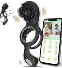 Vibrating Rose Cock Ring With Clit Stimulators APP Controls