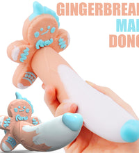 Xmas Silicone Penis Cute Gingerbread Man Dildo with Heart Tipped Glans