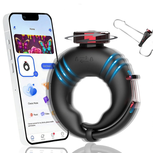 Venusfun Adjustable Cock Ring Vibrator Trainer App Control Soft Silicone 10 Modes for Men