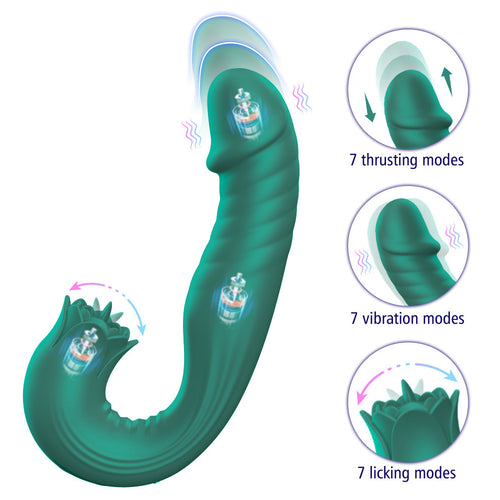 Venusfun Thrusting Dildo & G-spot Vibrator with Tongue Licking Clitoris