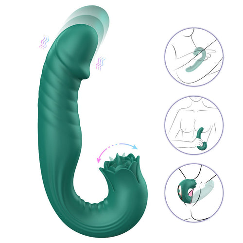 Venusfun Thrusting Dildo & G-spot Vibrator with Tongue Licking Clitoris