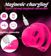 Venusfun Silicone Vibrating Male Chastity Cage with Remote Control 10 Modes Ring Set for Men