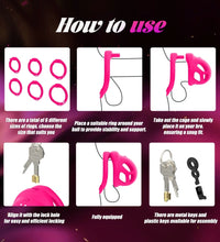 Venusfun Silicone Vibrating Male Chastity Cage with Remote Control 10 Modes Ring Set for Men