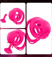 Venusfun Silicone Vibrating Male Chastity Cage with Remote Control 10 Modes Ring Set for Men