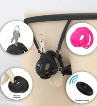 Venusfun Silicone Vibrating Male Chastity Cage with Remote Control 10 Modes Ring Set for Men