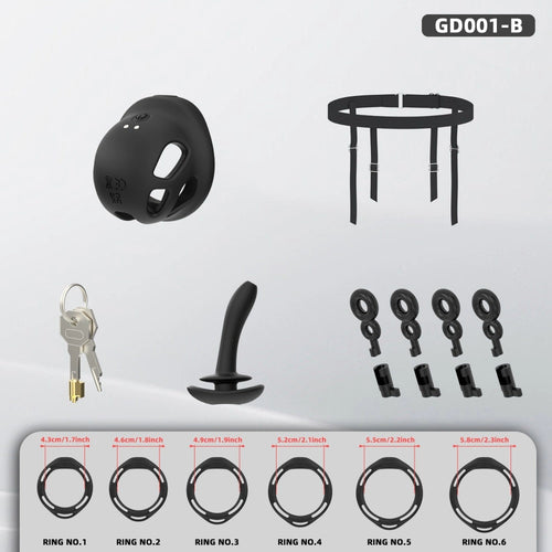 Venusfun Silicone Vibrating Male Chastity Cage with Remote Control 10 Modes Ring Set for Men