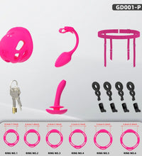 Venusfun Silicone Vibrating Male Chastity Cage with Remote Control 10 Modes Ring Set for Men