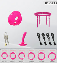 Venusfun Silicone Vibrating Male Chastity Cage with Remote Control 10 Modes Ring Set for Men