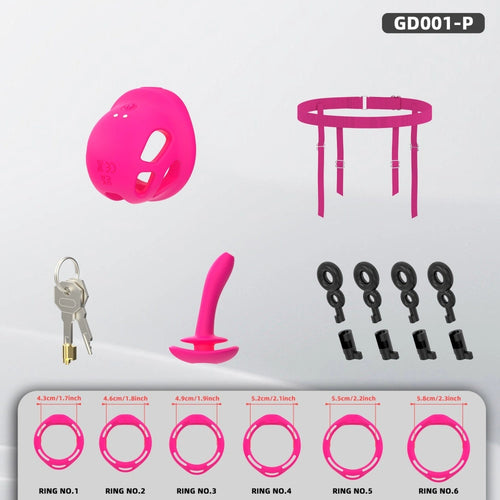 Venusfun Silicone Vibrating Male Chastity Cage with Remote Control 10 Modes Ring Set for Men