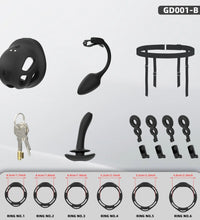 Venusfun Silicone Vibrating Male Chastity Cage with Remote Control 10 Modes Ring Set for Men