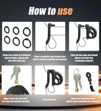 Venusfun Silicone Vibrating Male Chastity Cage with Remote Control 10 Modes Ring Set for Men