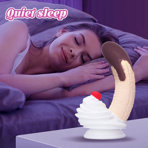 Venusfun Chocolate Dipped Banana Split Premium Silicone Dildo Fantasy Curved Thick Design 7 Inch for Solo Play