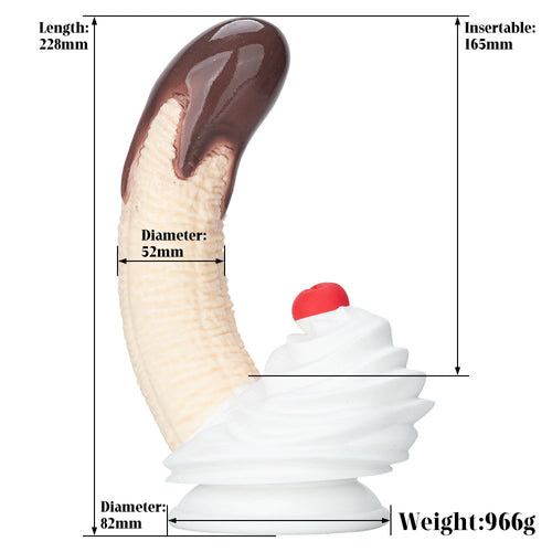 Venusfun Chocolate Dipped Banana Split Premium Silicone Dildo Fantasy Curved Thick Design 8.98 Inch for Solo Play