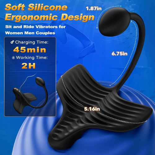 Venusfun Manta Ray Prostate Massager 9+9 Dual Motor Vibrator for Perineum and Hands Free Ride Stimulation
