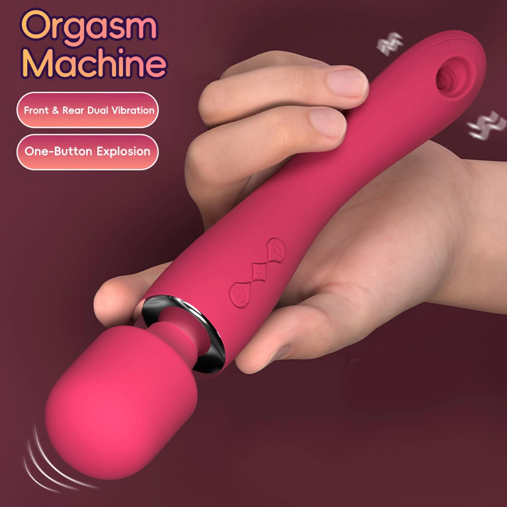 Venusfun Dual Head Wand Vibrator With Clit Sucker 360 Rotation Vibration