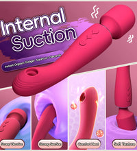 Venusfun Dual Head Wand Vibrator With Clit Sucker 360 Rotation Vibration