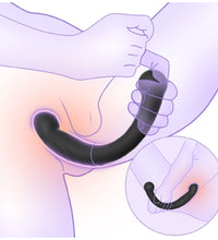 Venusfun Moon Crescent Dual Ended Vibrating Dildo Silicone Prostate Massager 10 Modes Anal Vibrator Toy