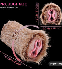 GEEBA Deer Animal Pussy Male Masturbator with Dual Channels and Soft Plush Silicone 3D Ribbed Tunnel