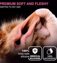 GEEBA Deer Animal Pussy Male Masturbator with Dual Channels and Soft Plush Silicone 3D Ribbed Tunnel