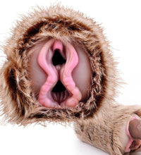 GEEBA Deer Animal Pussy Male Masturbator with Dual Channels and Soft Plush Silicone 3D Ribbed Tunnel