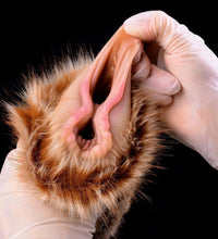 GEEBA Deer Animal Pussy Male Masturbator with Dual Channels and Soft Plush Silicone 3D Ribbed Tunnel