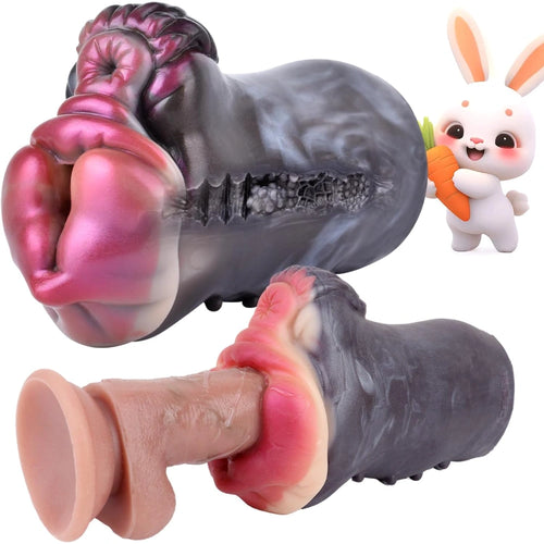 GEEBA Rabbit Inspired Animal Pussy Pocket Strokers Male Masturbator Reusable Silicone Toy