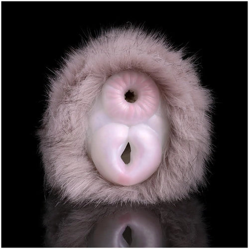 GEEBA Rabbit Animal Pussy Male Masturbation Cup with Dual Channels and Soft Plush Silicone Design