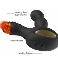 Venusfun Heated Silicone Prostate Massager for Men with Dual Motors 10 Vibration Modes Remote Control