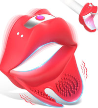 Red Lips Vibrating Cock Ring Silicone Male Penis Ring