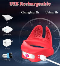 Red Lips Vibrating Cock Ring Silicone Male Penis Ring