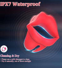 Red Lips Vibrating Cock Ring Silicone Male Penis Ring