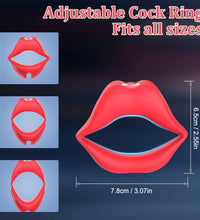 Red Lips Vibrating Cock Ring Silicone Male Penis Ring