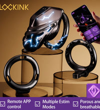 LOCKINK Electric Eel Estim Chastity Cage with App Control for BDSM Shock Play for Men
