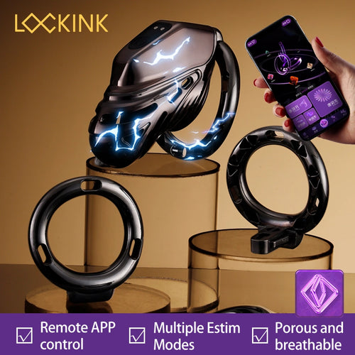 LOCKINK Electric Eel Estim Chastity Cage with App Control for BDSM Shock Play for Men