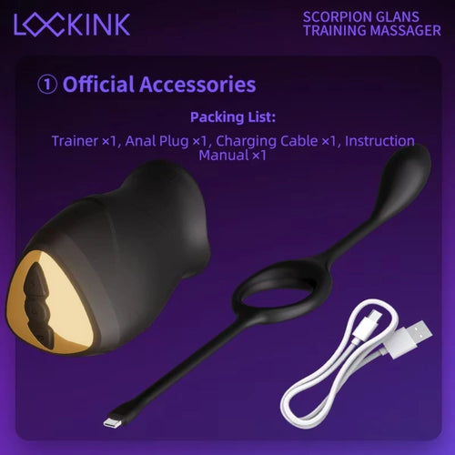 LOCKINK Electric Scorpion Glans Trainer with Prostate Massager Electro Stimulation Silicone Toy