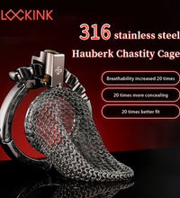 LOCKINK Stainless Steel Hauberk Chastity Cage Breathable BDSM Chastity Lock