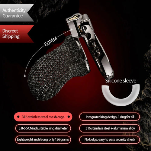 LOCKINK Stainless Steel Hauberk Chastity Cage Breathable BDSM Chastity Lock