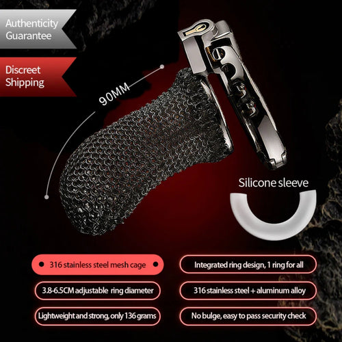 LOCKINK Stainless Steel Hauberk Chastity Cage Breathable BDSM Chastity Lock
