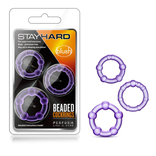 Blush Stay Hard Beaded Penis Cock Rings 3 Sizes