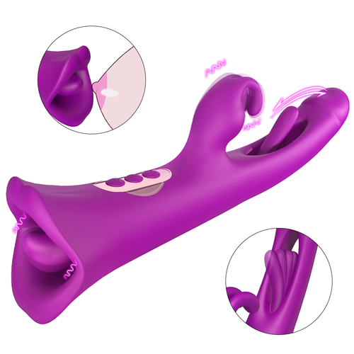 S-Hande Dual Ended Rabbit Vibrator with Tongue Licking & Flapping