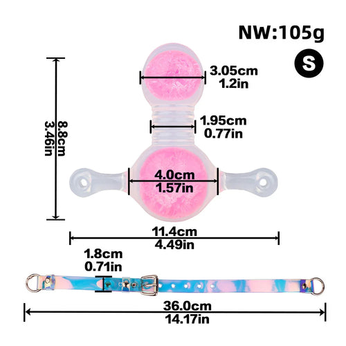 Venusfun BDSM Ball Gag with Liquid Silicone Glass Bead Adjustable Mouth Gag for Couples